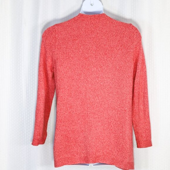 L.L. Bean Size L red marled long sleeve button front cable knit sweater - Picture 5 of 10